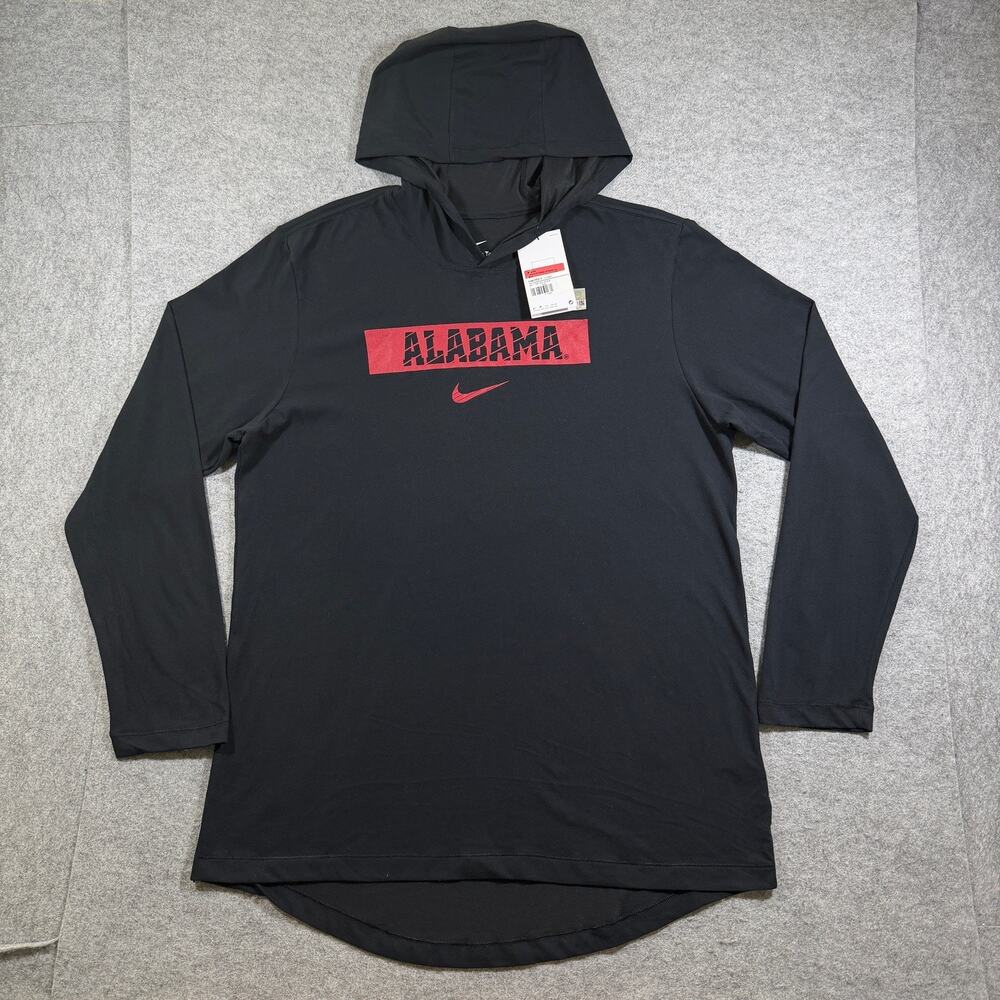 Nike Alabama Crimson Tide Hooded Shirt Mens L Black Fleece Pullover NCAA NWT